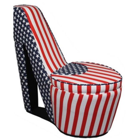 ORE INTERNATIONAL ORE International HB4565 Patriotic Blue Star High Heels Storage Chair HB4565